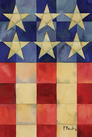 Stars And Stripes On Squares House Flag Image