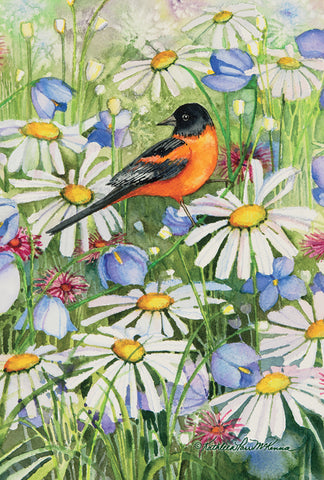 Baltimore Oriole And Daisies House Flag Image