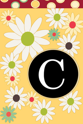 Floral Monogram-C Garden Flag Image