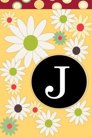 Floral Monogram-J House Flag Image