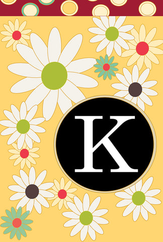Floral Monogram-K House Flag Image