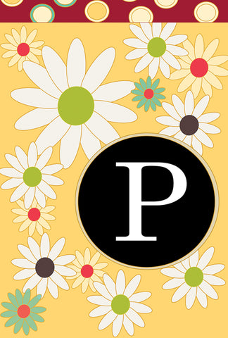 Floral Monogram-P Garden Flag Image
