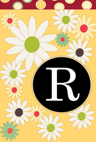 Floral Monogram-R Garden Flag Image