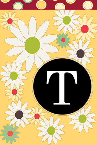 Floral Monogram-T House Flag Image