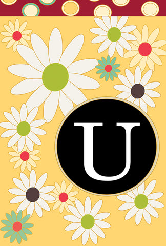 Floral Monogram-U House Flag Image