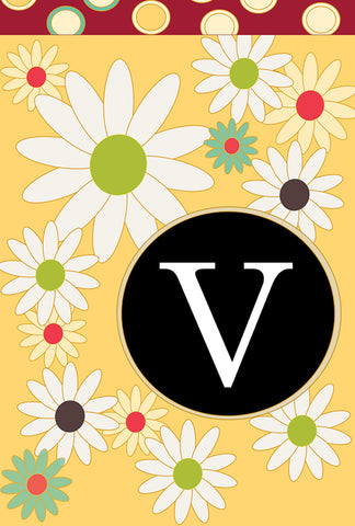 Floral Monogram-V Garden Flag Image