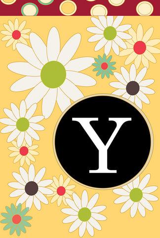 Floral Monogram-Y Garden Flag Image
