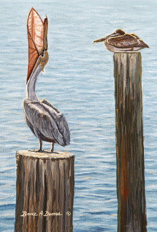 Pelican Pillars Garden Flag Image