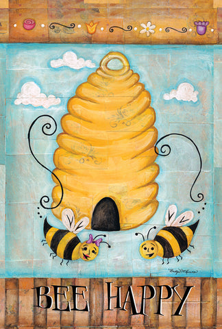 Bee Happy House Flag Image