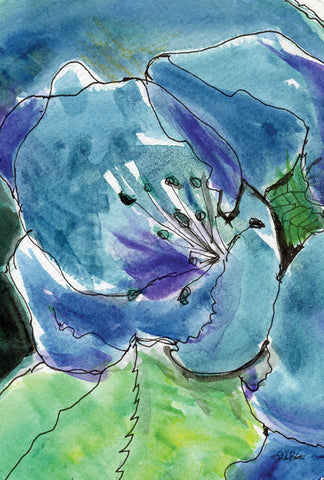 Watercolor Blue Lilies Garden Flag Image