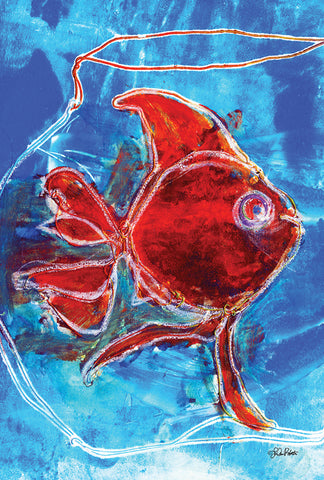 Watercolor Red Goldfish Garden Flag Image