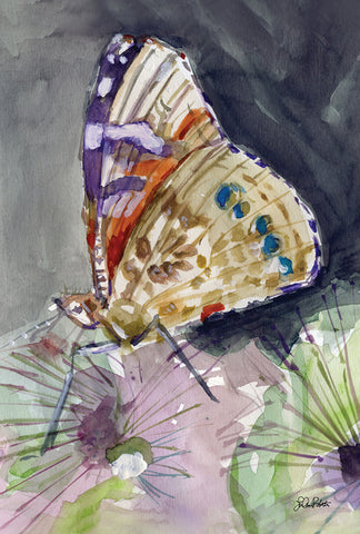Watercolor Butterfly House Flag Image