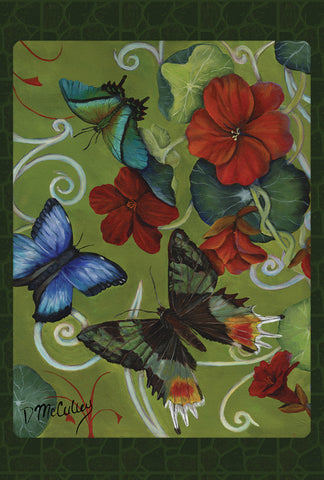 Butterflies And Flowers House Flag Image