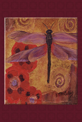 Dragonfly And Poppies Garden Flag Image