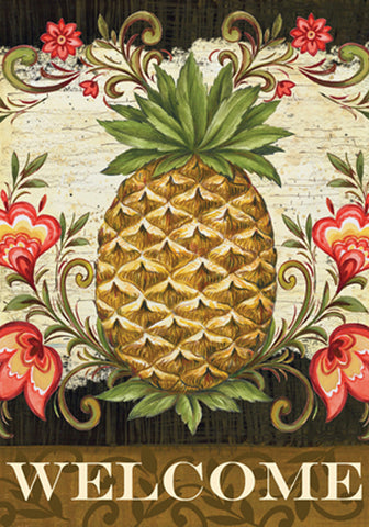 Pineapple & Scrolls Double Sided Garden Flag Image