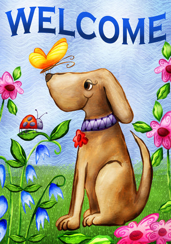 Welcome Dog Double Sided Garden Flag Image