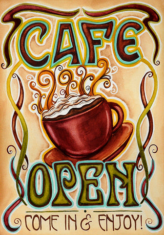 Cafe Open Double Sided Garden Flag Image