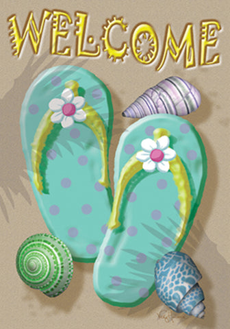 Welcome Flip Flop Double Sided Garden Flag Image