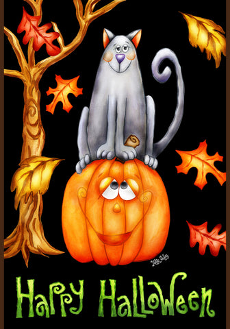 Pumpkin Cat Garden Flag Image