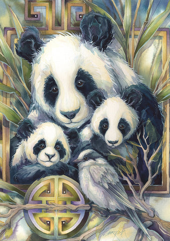 Panda Family House Flag Image