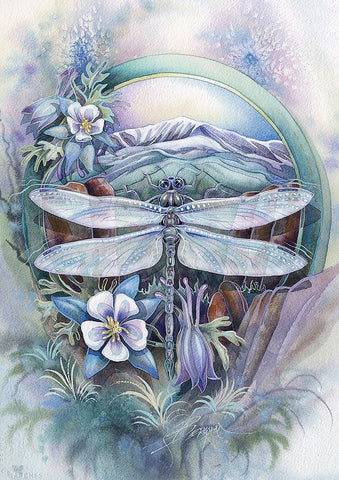 Lavender Dragonfly Garden Flag Image