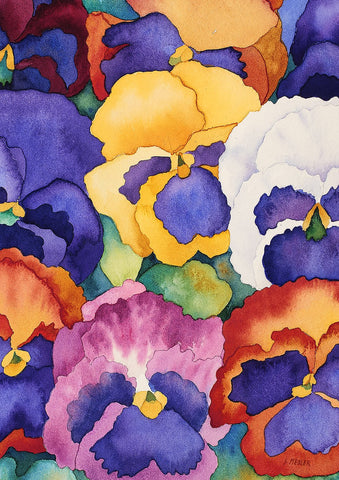 Bouquet of Pansies House Flag Image