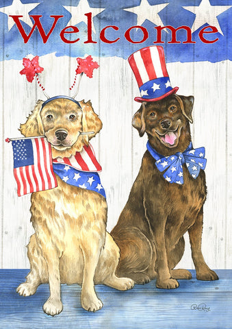 Patriotic Pups House Flag Image