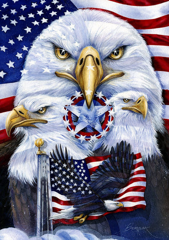 Patriotic Eagles Garden Flag Image