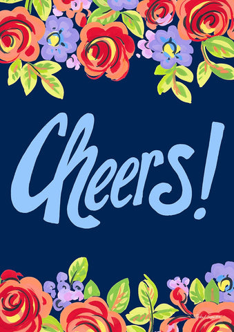 Blue Floral Cheers House Flag Image