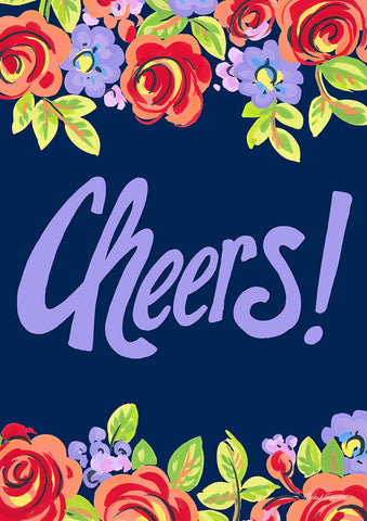 Purple Floral Cheers House Flag Image