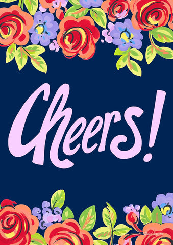 Pink Floral Cheers Garden Flag Image