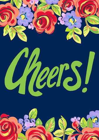 Green Floral Cheers Garden Flag Image