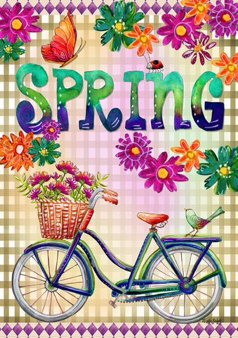Floral Spring Bike House Flag Image