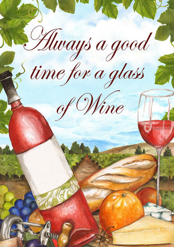 Wine Time Garden Flag Image