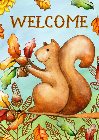 Welcome Squirrel Garden Flag Image