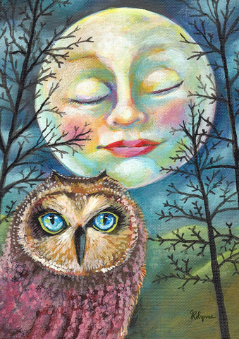 Moonlit Owl Garden Flag Image