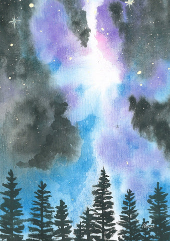 Forest Night Sky House Flag Image