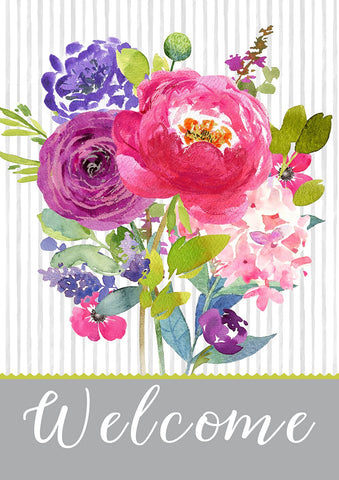 Painted Petals Welcome Double Sided House Flag Image