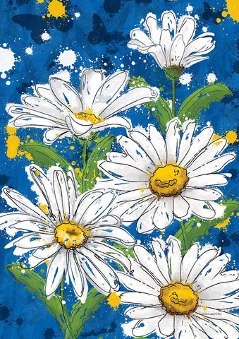 Painted Daisies House Flag Image