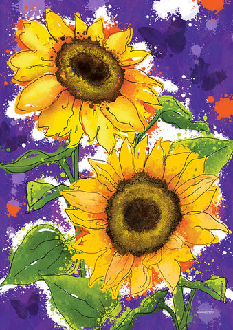 Painted Sunflowers House Flag Image
