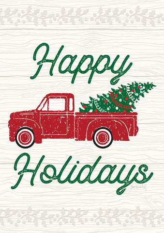 Red Truck Christmas Double Sided House Flag Image