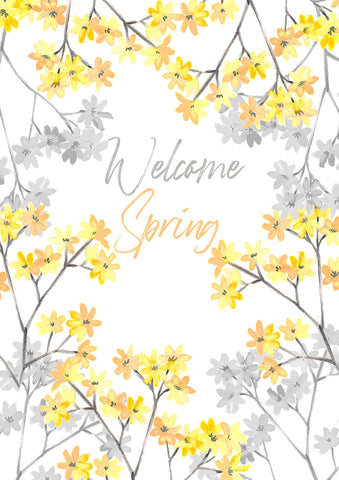 Welcome Spring Blossoms Double Sided Garden Flag Image