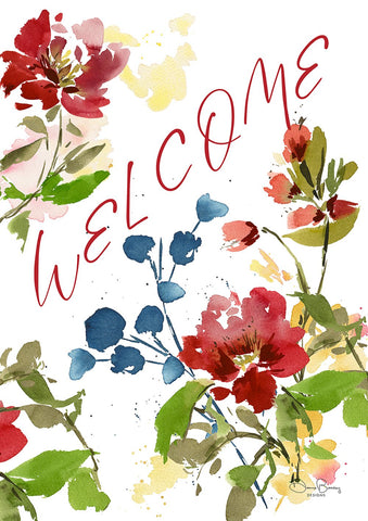 Welcome Blooms Double Sided House Flag Image
