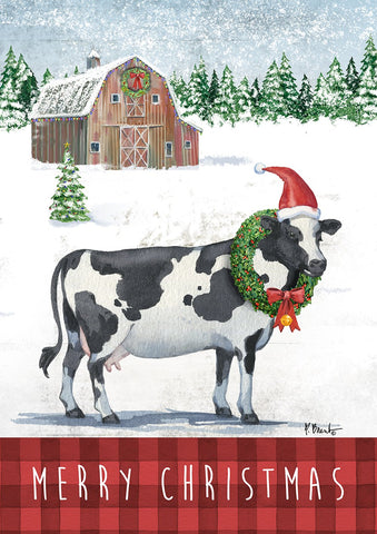 Christmas Cow Double Sided Garden Flag Image