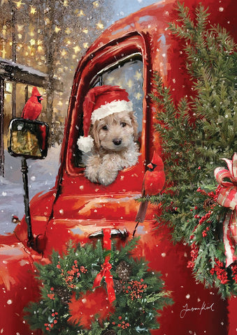 Christmas Puppy House Flag Image