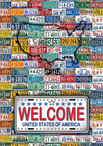 Fifty States Plates Double Sided House Flag Image
