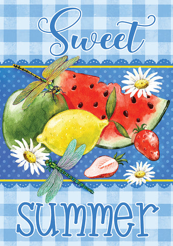 Fruit Dragonfly Picnic Double Sided Garden Flag Image