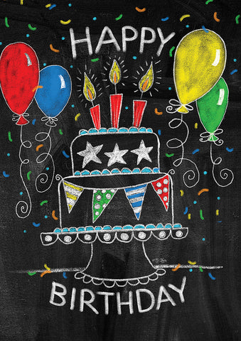 Birthday Cake Chalkboard Double Sided House Flag Image