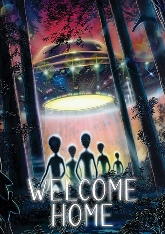 Welcome Home Aliens House Flag Image