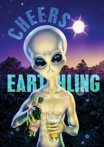 Cheers Earthlings Double Sided Garden Flag Image